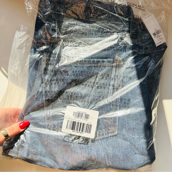 NEW OLD NAVY Blue Distressed High Waisted Button Fly Straight Leg Denim Jeans 10 - Picture 3 of 13
